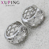 Серьги женские серебристого цвета Xuping Jewelry медицинское золото кольцо конго с узорами 24K