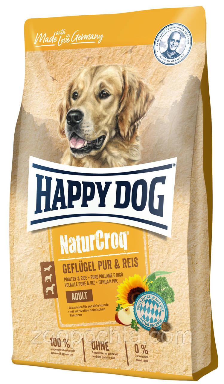 Сухий корм Happy Dog Naturcroq Geflugell Pur&Reis для дорослих собак всіх порід з птицею та рисом, 4КГ