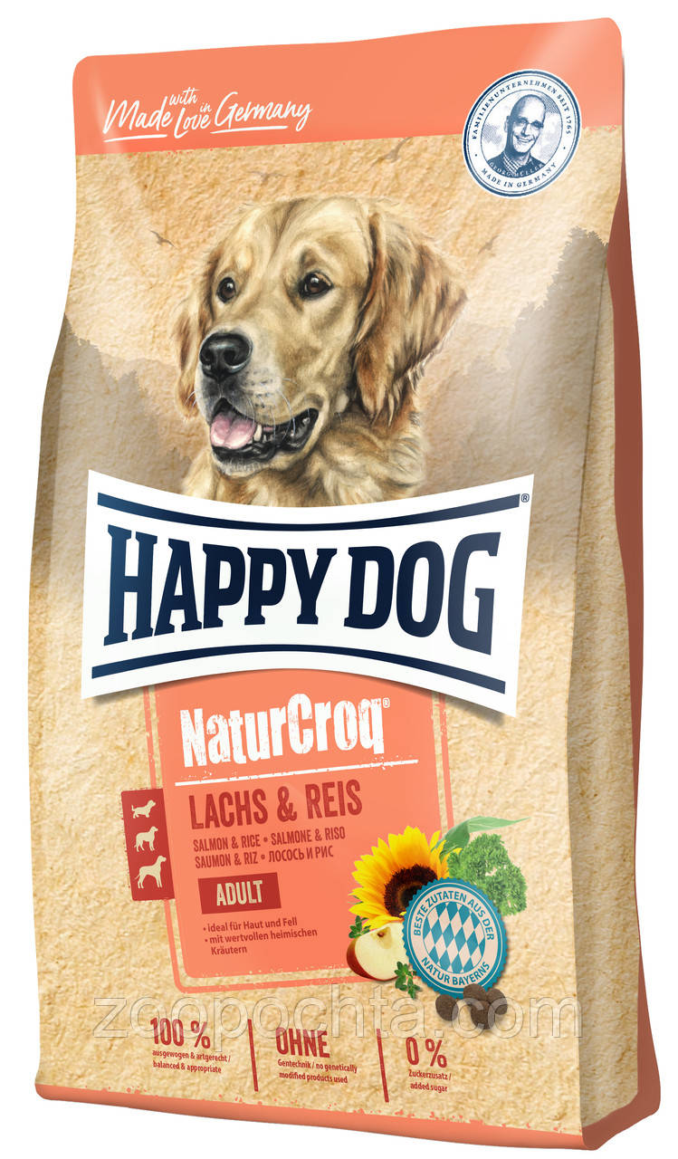 Сухий корм Happy Dog Naturcroq Lachs & Reis для дорослих собак всіх порід з лососем та рисом, 12КГ