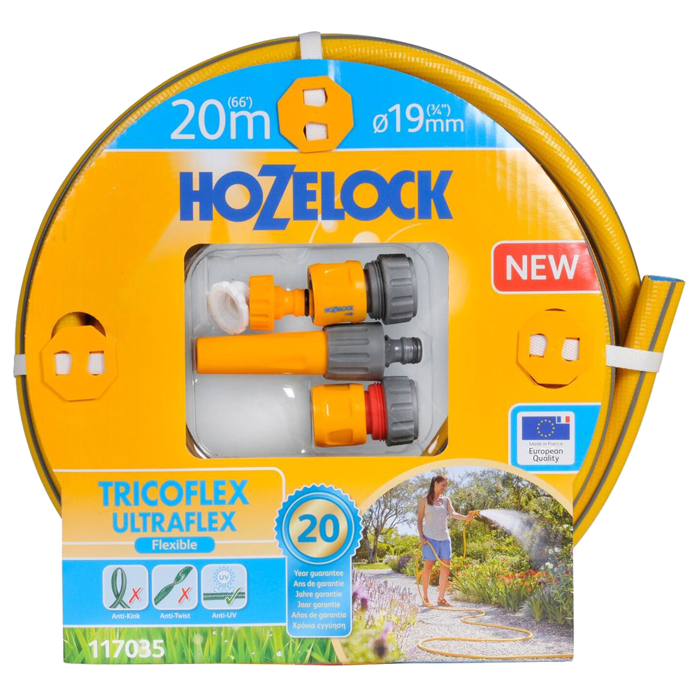 Набір для поливу HoZelock 117035 шланг Ultraflex 19 мм 20 м + коннектори, фото 1