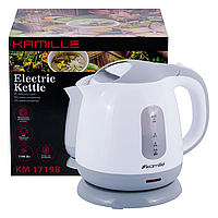 Чайник електричний Kamille 1л пластиковий (білий з сірим) KM-1719B