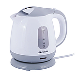 Чайник електричний Kamille 1л пластиковий (білий з сірим) KM-1719B, фото 3