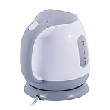 Чайник електричний Kamille 1л пластиковий (білий з сірим) KM-1719B, фото 6