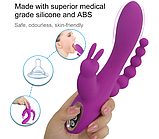 Потрійний багатофункціональний вібратор, анально кліторально вагінальний стимулятор, інтимні іграшки комбінованого, фото 3