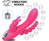 Потрійний багатофункціональний вібратор, анально кліторально вагінальний стимулятор, інтимні іграшки комбінованого, фото 4