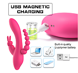 Потрійний багатофункціональний вібратор, анально кліторально вагінальний стимулятор, інтимні іграшки комбінованого, фото 8