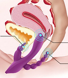 Потрійний багатофункціональний вібратор, анально кліторально вагінальний стимулятор, інтимні іграшки комбінованого, фото 7