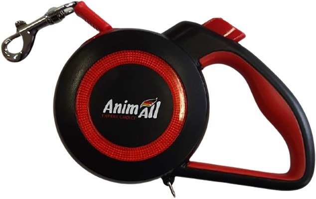 Поводок-рулетка AnimAll Reflector для собак вагою до 50 кг, 5 м, L червоно-чорний, MS7110-5M Енімал, фото 1