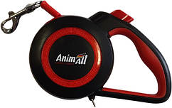 Поводок-рулетка AnimAll Reflector для собак вагою до 15 кг, 3 м, S червоно-чорний, MS7110-3M Енімал