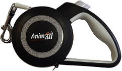 Поводок-рулетка AnimAll Reflector для собак вагою до 15 кг, 3 м, S сіро-чорний, MS7110-3M Енімал
