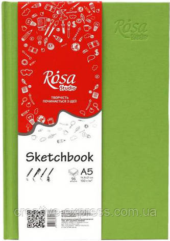 Блокнот A5 (14,8*21см), 100г/м, 96л., фісташковий, ROSA Studio, фото 3