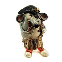 Копилка, садовая фигура "Крыса Пират" 16см глина, керамика