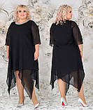 Ошатна літня шифонова асиметрична сукня великих розмірів (р.48-54). Арт-2056/42, фото 4