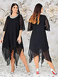 Ошатна літня шифонова асиметрична сукня великих розмірів (р.48-54). Арт-2056/42, фото 3