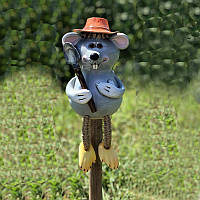 Копилка, садовая фигура "Крыса Садовник" №3 20 см глина, керамика