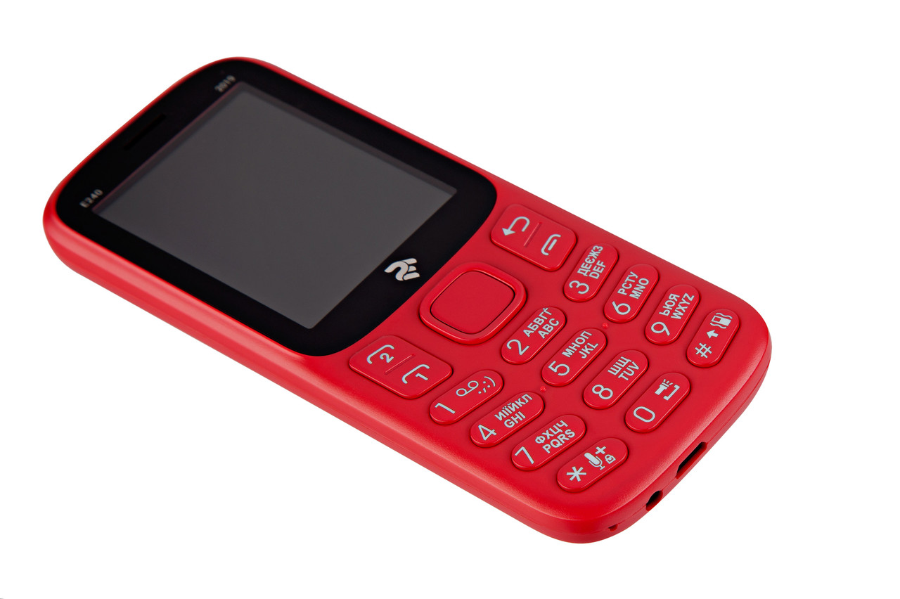 Мобільний Телефон кнопочний на 2 сім карти з ліхтариком 2,4" 2E E240 2019 червоний