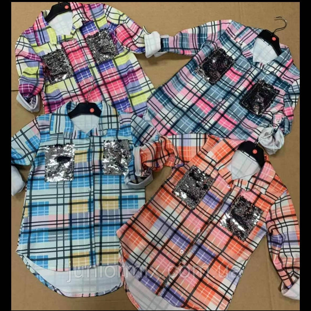 Сорочки дитячі в клітинку для дівчаток оптом ІТАЛІЯ