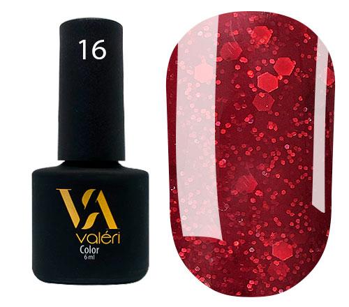 Гель-лак Vaлерi Color 016 бордовий з блискітками 6 мл