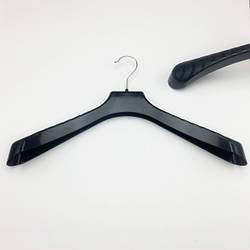 Пластикові плічка вішаки для одягу W-PL46 чорного кольору, довжина 460 мм