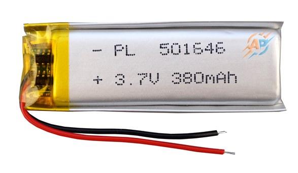 Акумулятор 380mAh 3.7 v 501646 для відеореєстраторів, навушників, блютуз стіна, MP3 плеєрів