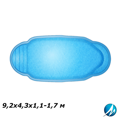 Купить Композитный бассейн "Эльдорадо" 9,2х4,3х1,1-1,7 м, цена 524800 ...