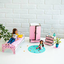 Мебель для кукольного домика Барби NestWood, бело-розовая (СПАЛЬНЯ)