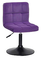 Крісло Arno BK — Base пурупрний В-1013 (фіолетовий) велюр (бархат), на чорній опорі млинця, фото 2