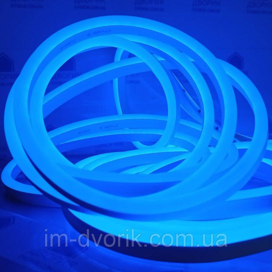 LED світлодіодний неон NEON синій 12B 2835 12V 12W/m IP65 8*16mm, фото 1