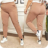 Трикотажні жіночі спортивні штани батал зі срібними лампасами (р.48-62). Арт-2064/42, фото 2