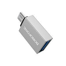 Перехідник Borofone BV2 OTG USB на Micro USB Сріблястий, фото 4