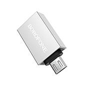 Перехідник Borofone BV2 OTG USB на Micro USB Сріблястий