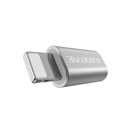 Перехідник Borofone BV5 Micro USB на Lightning Сріблястий, фото 1