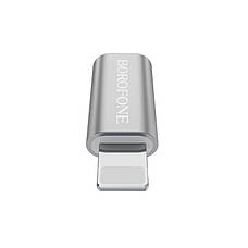 Перехідник Borofone BV5 Micro USB на Lightning Сріблястий, фото 4