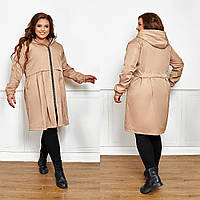 Осінньо-весняна куртка-парка великих розмірів із куліскою і капюшоном (р.48-50). Арт-2071/42