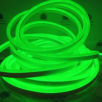 LED світлодіодний неон NEON зелений 12В 2835 12V 12W/m IP65 8*16mm