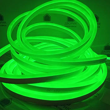 LED світлодіодний неон NEON зелений 12В 2835 12V 12W/m IP65 8*16mm