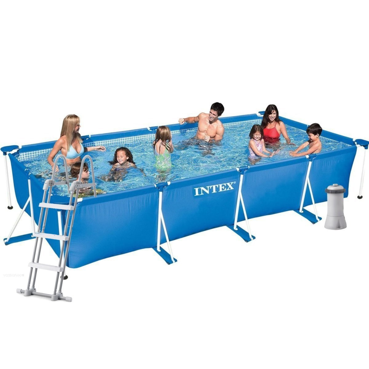 Каркасний басейн Intex 28274 — 6, 450 х 220 х 84 см (насос фільтр 2 006 л/год, тент, підстилка, драбина)