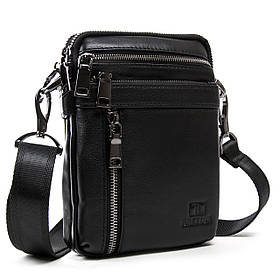 Чоловіча компактна шкіряна сумка-планшет BRETTON 15*20*6см (BE N2039-6 black)
