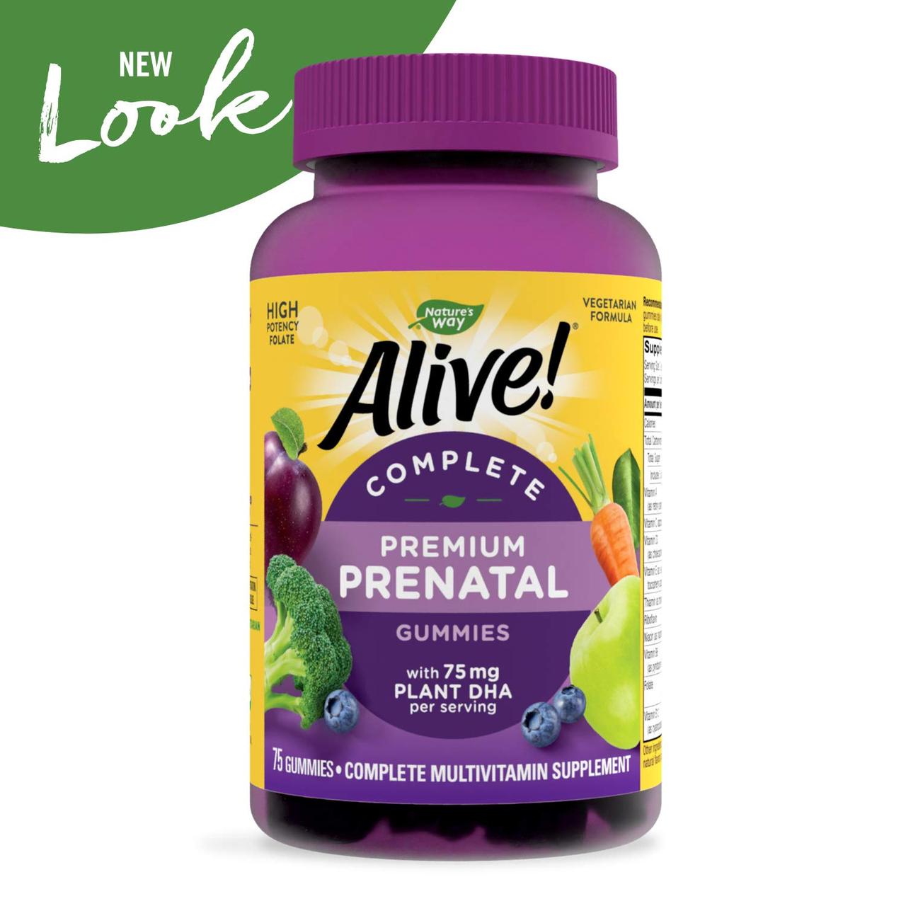 Nature's Way Alive Prenatal Premium вегетаріанські мультивітаміни для вагітних з Omega-3 і фруктами, 75 шт