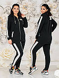 Стильний трикотажний батальний спортивний костюм "шик" із довгою кофтою (р.48-58). Арт-2072/42, фото 3