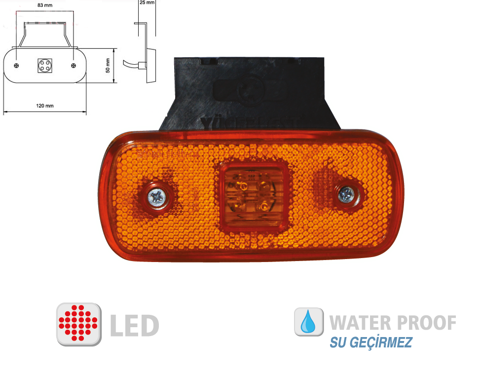 Ліхтар габаритний жовтий гірлянда з кронштейном LED 120Х50