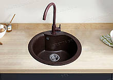 Кругла мийка із граніту Bretta RONDO BROWN коричнева 480
