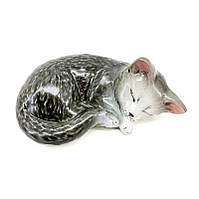 Скульптурка "Котик спит чёрный" 17*7см глина, керамика