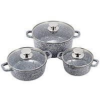 Антипригарный набор кастрюль Ofenbach ( 2,3л,4,5л., 6,5л.) посуда для индукционной плиты с толстым дном