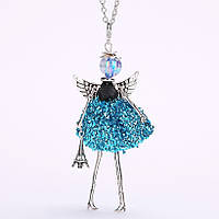 Кулон "Куколка" з крильцями на довгому ланцюжку спідничка блакитне