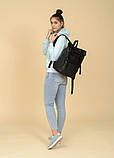 Жіночий чорний рюкзак рол з екошкіри роллтоп великий повсякденний, для поїздок, ноутбука 15,6, фото 6