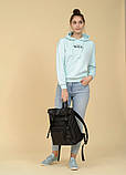 Жіночий чорний рюкзак рол з екошкіри роллтоп великий повсякденний, для поїздок, ноутбука 15,6, фото 8