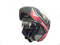 Шлем трансформер черно-красный матовый с очками