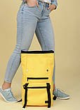 Стильний жіночий рюкзак жовтий роллтоп міський, для поїздок, ноутбука 15,6 рол, екошкіра, фото 7