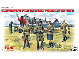 Набір фігур пілотів і техніків ВПС СРСР (1943-1945 Р.). 1/48 ICM 48084